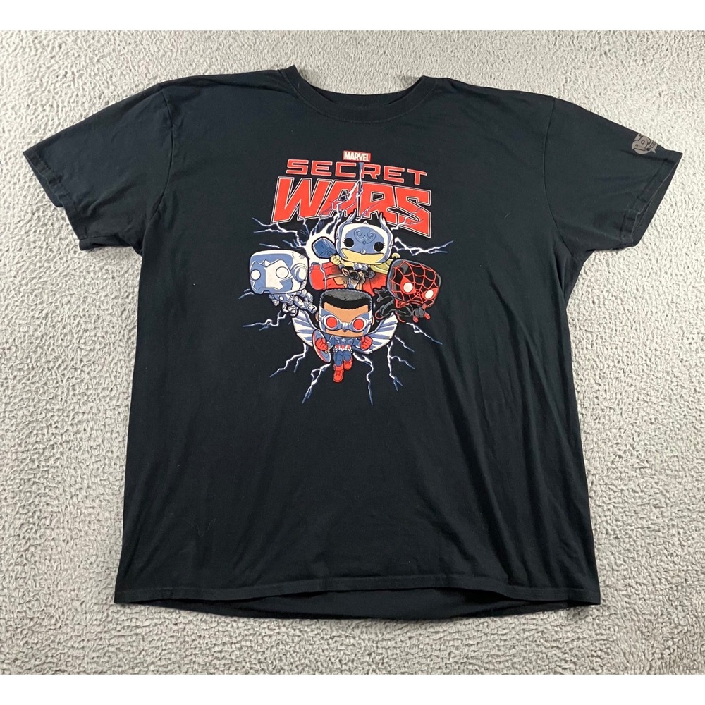 Funko Pop! Tees Marvel Secret Wars T-Shirt Men 2XL Black Graphic S/S Skater Geek